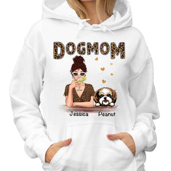 Hoodie & Sweatshirts Leopard Patterned Hoodie Sweatshirt Dog Mom Personalized Hoodie Sweatshirt