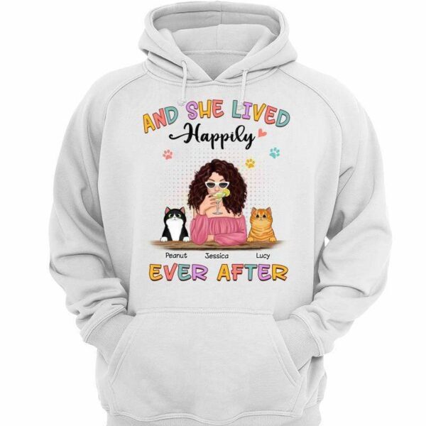 Hoodie & Sweatshirts Lived Happily Ever After With Cats Dogs Personalized Hoodie Sweatshirt Hoodie / White Hoodie / S