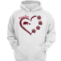 Hoodie & Sweatshirts Mama Bear Red Plaid Personalized Hoodie Sweatshirt Hoodie / White Hoodie / S
