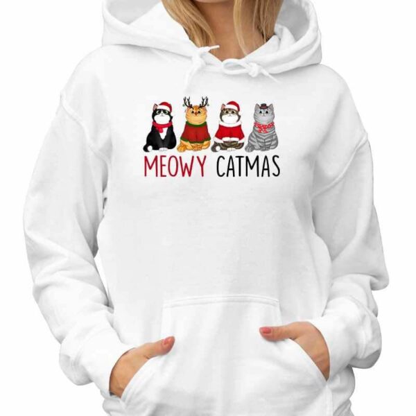 Hoodie & Sweatshirts Meowy Catmas Christmas Fluffy Cat Personalized Hoodie Sweatshirt