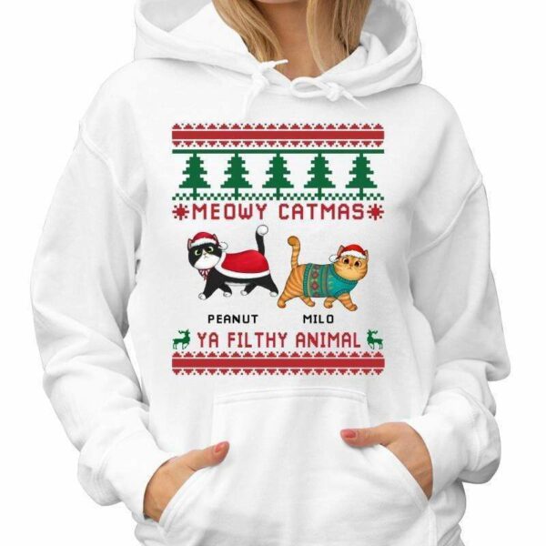 Hoodie & Sweatshirts Meowy Catmas Filthy Animals Christmas Personalized Hoodie Sweatshirt