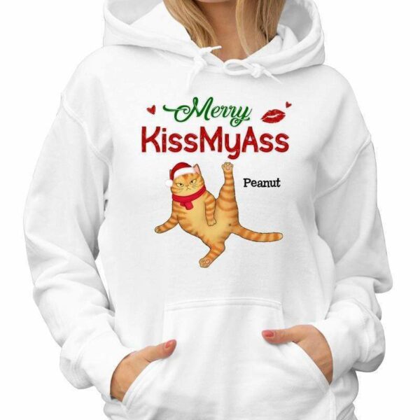 Hoodie & Sweatshirts Merry Kissmyass Cats Christmas Personalized Hoodie Sweatshirt