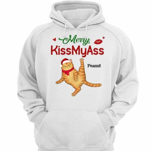 Hoodie & Sweatshirts Merry Kissmyass Cats Christmas Personalized Hoodie Sweatshirt Hoodie / White Hoodie / S