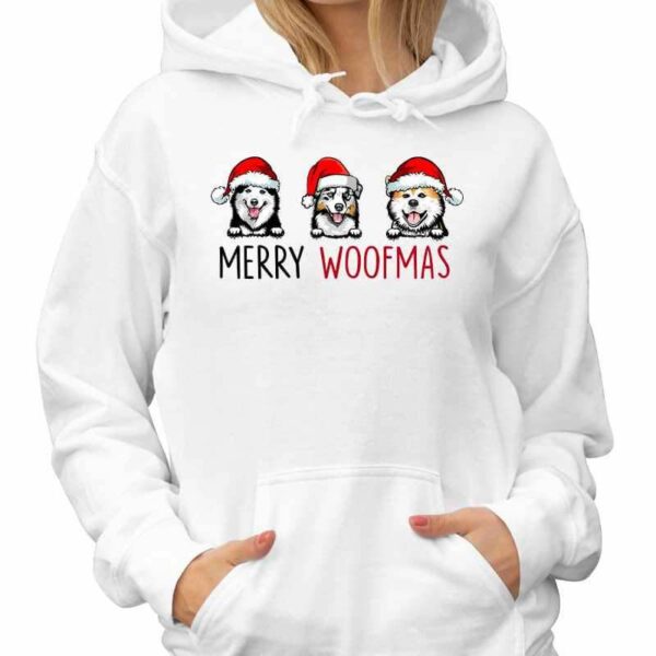 Hoodie & Sweatshirts Merry Woofmas Peeking Dog Christmas Personalized Hoodie Sweatshirt