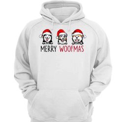 Hoodie & Sweatshirts Merry Woofmas Peeking Dog Christmas Personalized Hoodie Sweatshirt Hoodie / White Hoodie / S