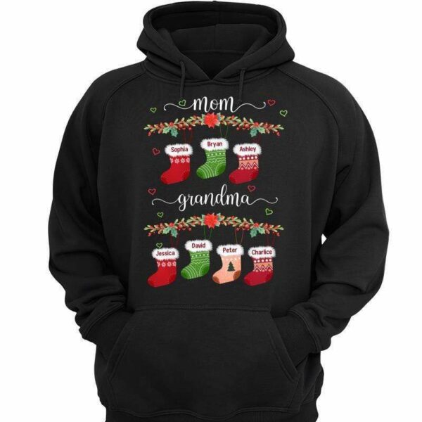Hoodie & Sweatshirts Mom Grandma Christmas Personalized Hoodie Sweatshirt Hoodie / Black Hoodie / S