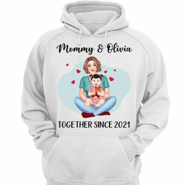 Hoodie & Sweatshirts Mommy & Baby Together Since Front View Personalized Hoodie Sweatshirt Hoodie / White Hoodie / S