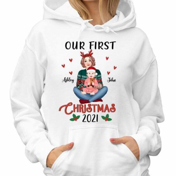 Hoodie & Sweatshirts Our First Christmas Mom & Baby Personalized Hoodie Sweatshirt