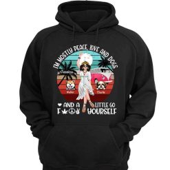 Hoodie & Sweatshirts Peace Love And Dogs Girl Personalized Hoodie Sweatshirt Hoodie / Black Hoodie / S