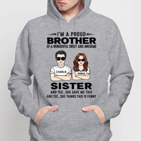 Hoodie & Sweatshirts Proud Brother Of Sister Personalized Hoodie Sweatshirt