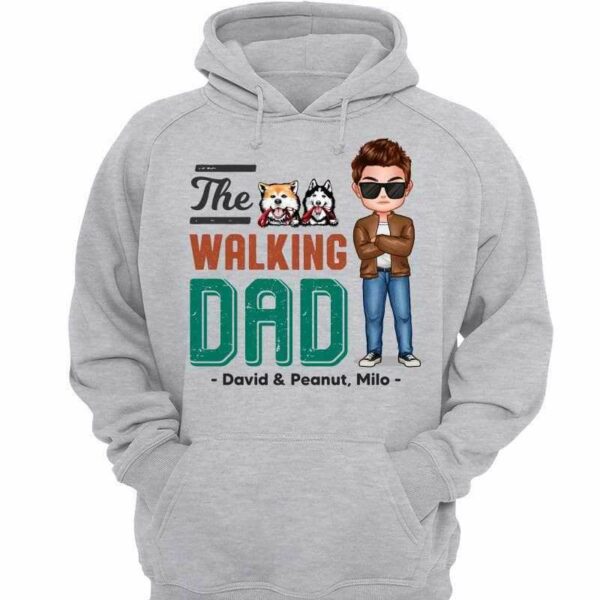 Hoodie & Sweatshirts The Walking Dad Man & Peeking Dog Personalized Hoodie Sweatshirt Hoodie / Ash Hoodie / S