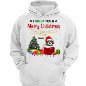 Hoodie & Sweatshirts Woof You A Merry Christmas Dogs Personalized Hoodie Sweatshirt Hoodie / White Hoodie / S
