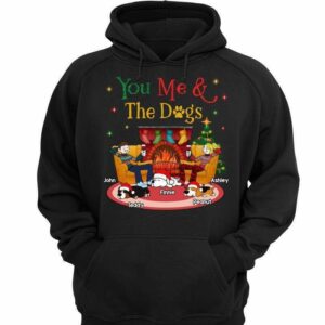 Hoodie & Sweatshirts You Me And The Dogs Couple Christmas Personalized Hoodie Sweatshirt Hoodie / Black Hoodie / S