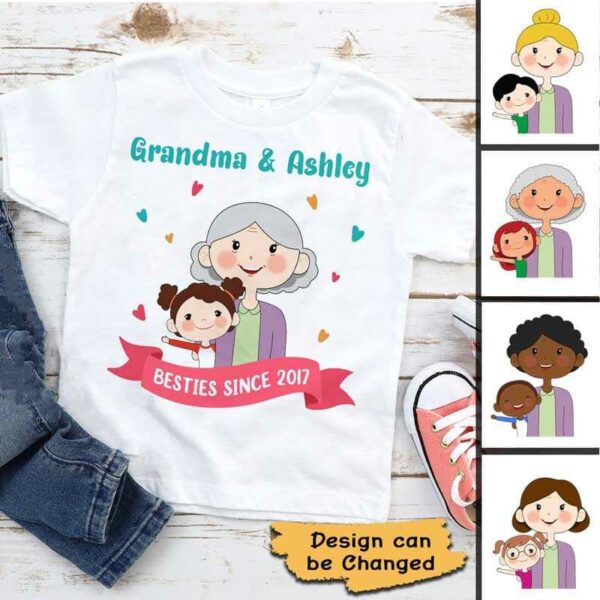 Kid Apparel Grandma & Kid Besties Since Personalized Youth Shirt Youth Tee / XS / White