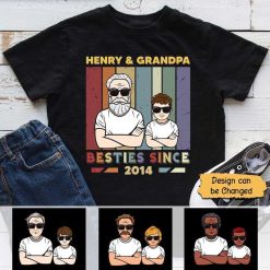 Kid Apparel Grandson & Grandpa Besties Since Personalized Youth Shirt Youth Tee / XS / Black