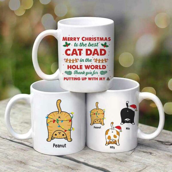 Mug Cat Butts Merry Christmas Cat Dad Cat Mom Personalized Mug