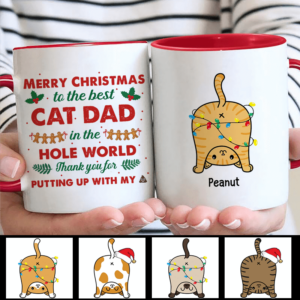 Mug Cat Butts Merry Christmas Cat Dad Cat Mom Personalized Mug Ceramic Mug / White / 11oz