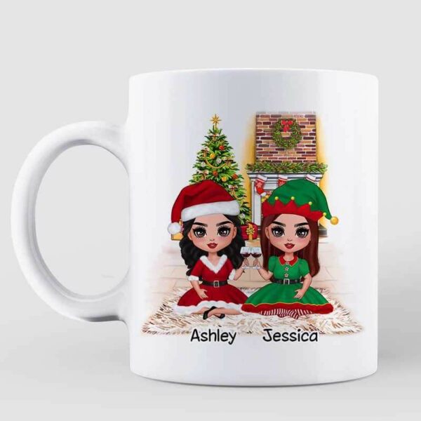 Mug Doll Besties Sisters Sitting Christmas Personalized Mug