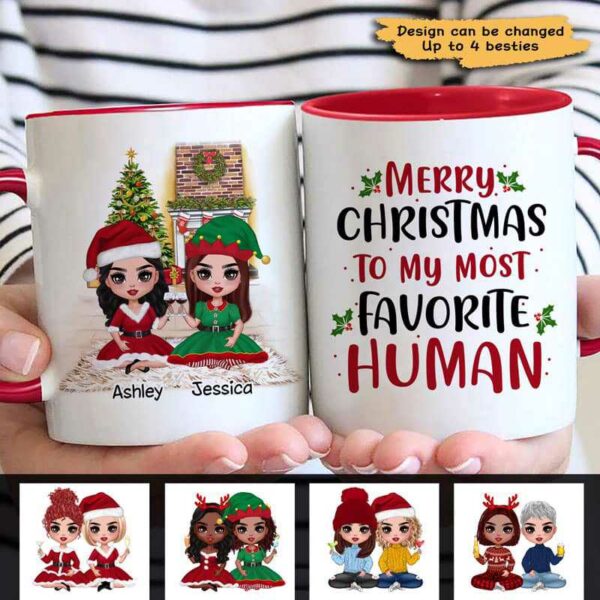 Mug Doll Besties Sisters Sitting Christmas Personalized Mug Ceramic Mug / White / 11oz