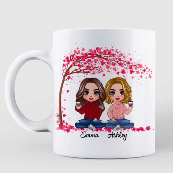 Mug Doll Besties Sisters Under Tree Fall Season Personalized Mug