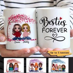 Mug Doll Besties Sisters Under Tree Fall Season Personalized Mug Ceramic Mug / White / 11oz