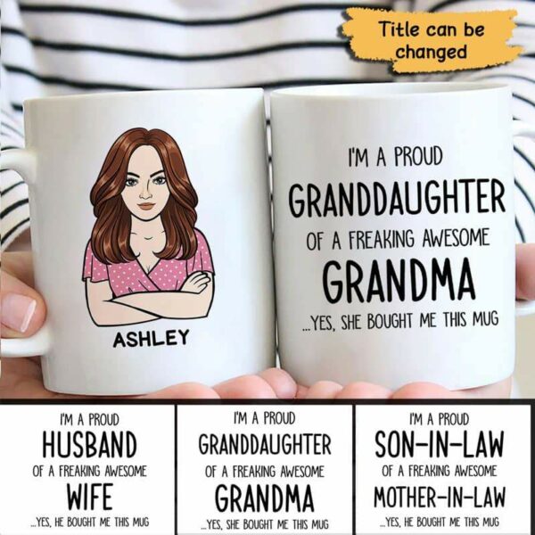 Mug Proud Grandson Granddaughter Of Awesome Grandma Personalized Mug