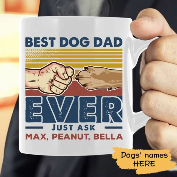 Mugs Best Dog Dad Just Ask Retro Personalized Mug 11oz