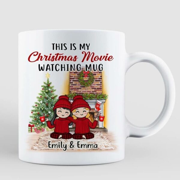 Mugs Besties Christmas Movie Watching Personalized Mug 11oz