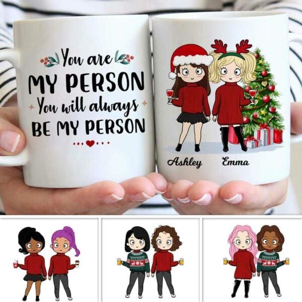 Mugs Christmas Chibi Besties Personalized Mug 11oz