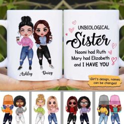 Mugs Doll Besties Unbiological Sisters Personalized Mug 11oz