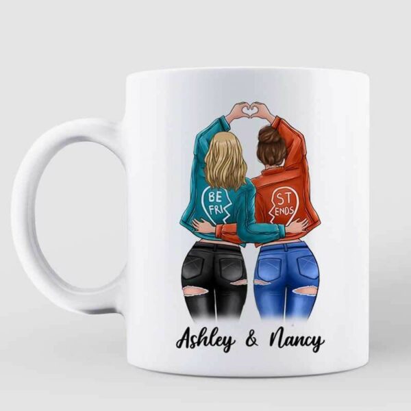 Mugs Jeans Jacket Besties Watercolor Personalized Mug 11oz