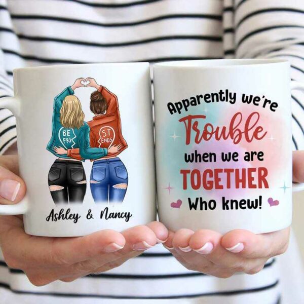 Mugs Jeans Jacket Besties Watercolor Personalized Mug 11oz