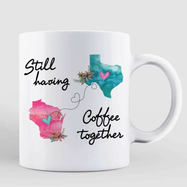 Mugs Still Having Coffee Together Long Distance Chibi Besties Personalized Mug 11oz