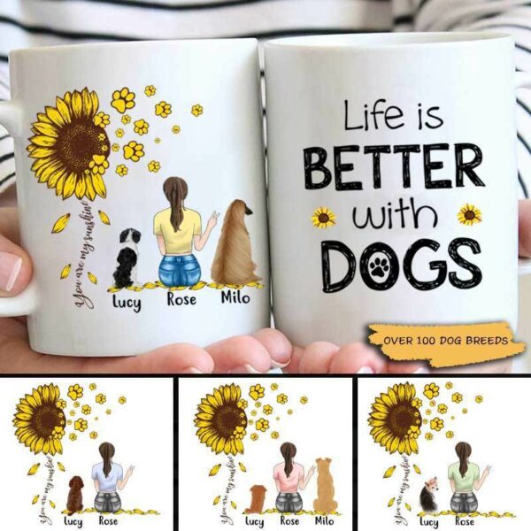 Mugs Sunflower Life Is Better With A Dog Personalized Coffee Mug 11oz