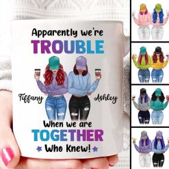 Mugs We‘re Trouble Besties Front View Personalized Mug 11oz
