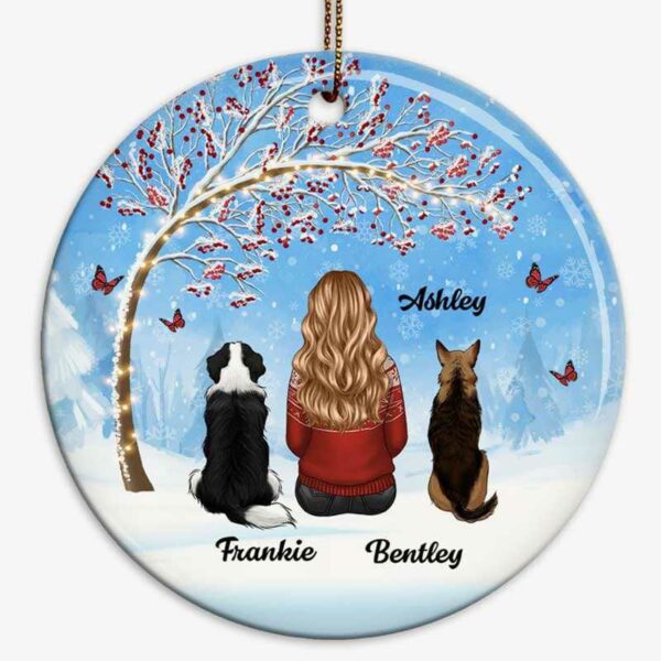 Ornament A Girl Who Loves Her Dogs Berry Tree Personalized Circle Ornament