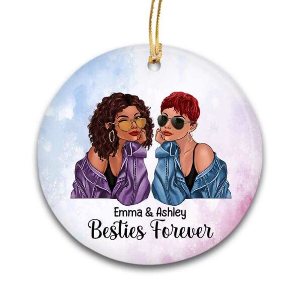 Ornament Always Sisters Besties Fashion Girl Personalized Circle Ornament