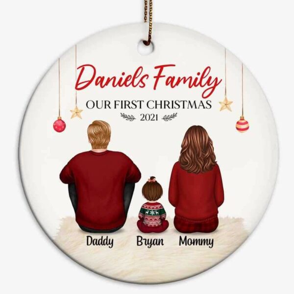 Ornament Baby First Christmas Family Personalized Circle Ornament