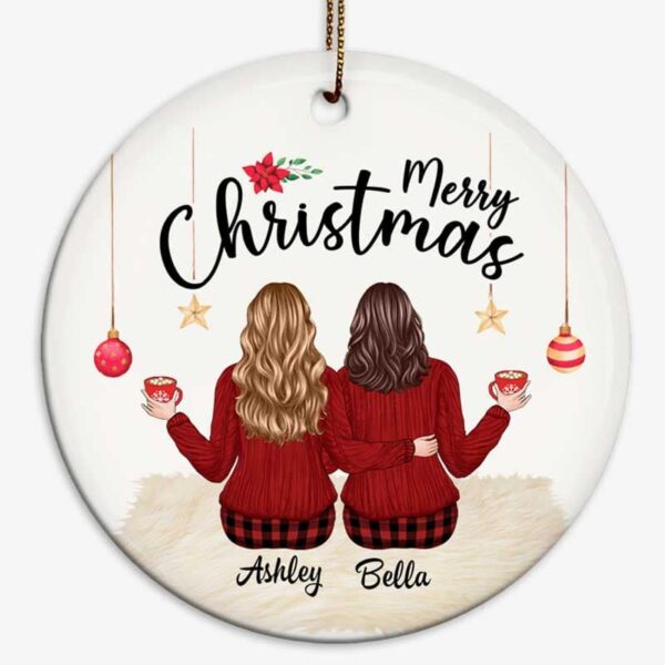 Ornament Besties Christmas Checkered Pants Personalized Circle Ornament
