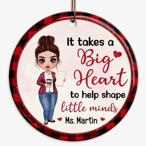 Ornament Big Heart Shape Little Minds Teacher Personalized Circle Ornament