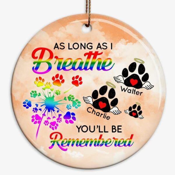 Ornament Black Paw Dog Cat Memorial Personalized Circle Ornament