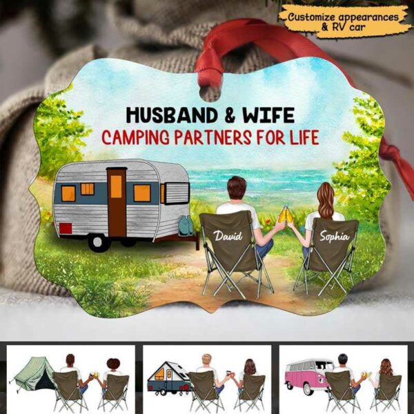 Ornament Camping Partners Husband Wife Personalized Christmas Ornament Pack 1