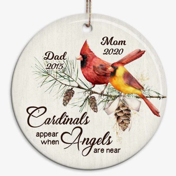 Ornament Cardinals Pine Branch Personalized Circle Ornament
