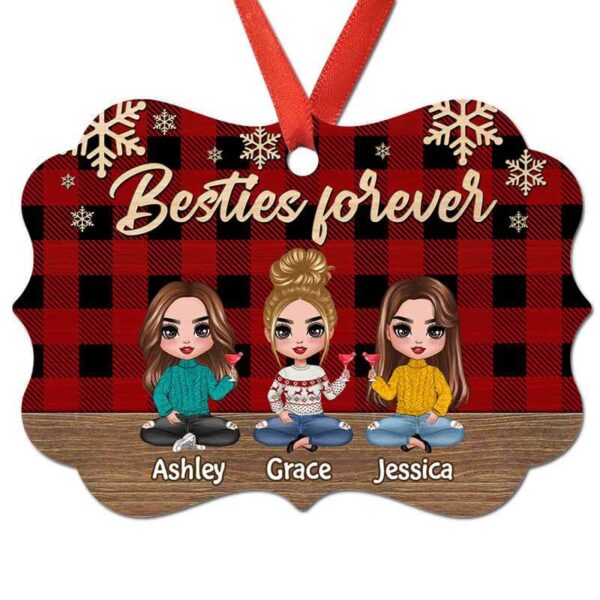 Ornament Checkered Pattern Doll Besties Personalized Christmas Ornament