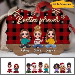 Ornament Checkered Pattern Doll Besties Personalized Christmas Ornament Pack 1