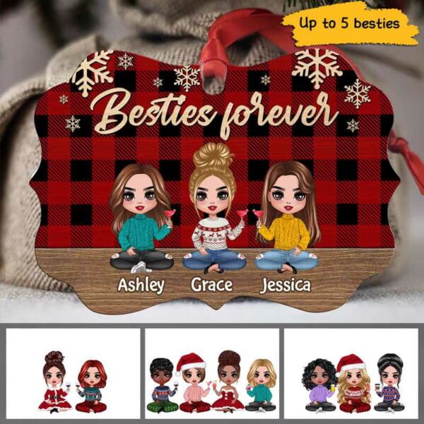Ornament Checkered Pattern Doll Besties Personalized Christmas Ornament Pack 1