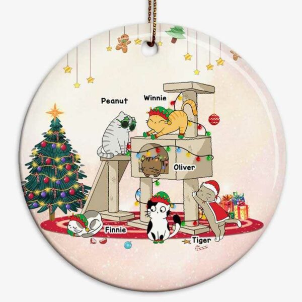 Ornament Christmas Cat Tower Personalized Decorative Circle Ornament