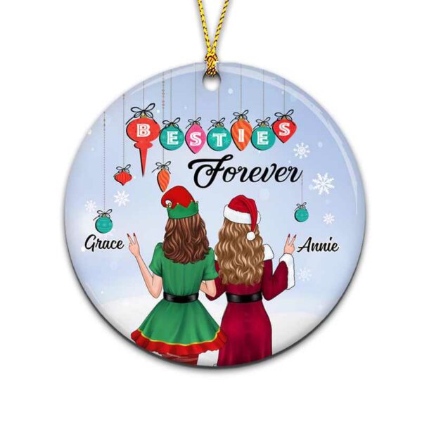 Ornament Christmas Dresses Besties Forever Personalized Circle Ornament