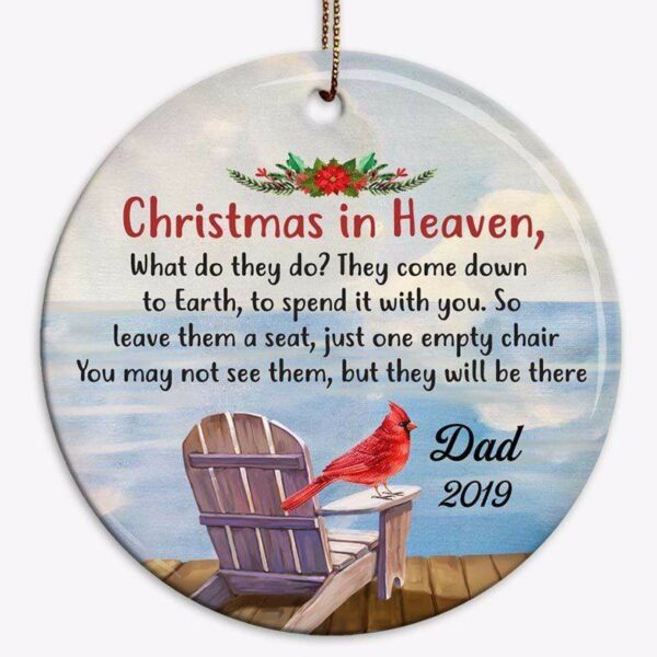 Ornament Christmas In Heaven Memorial Chair Lake View Personalized Circle Ornament