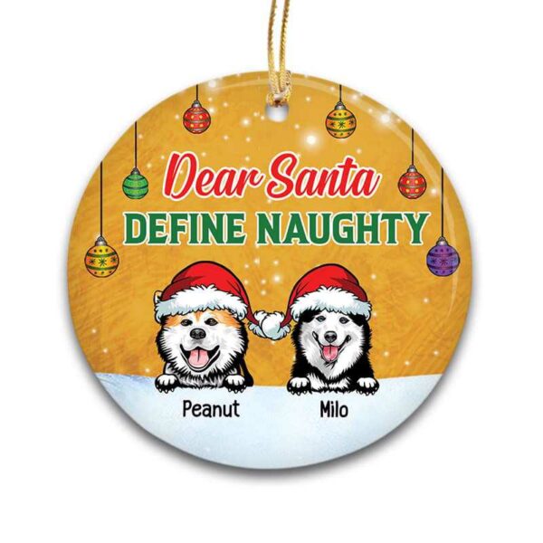 Ornament Define Naughty Dogs Personalized Circle Ornament